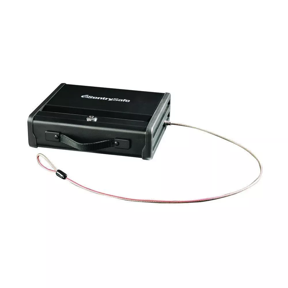 0.12 cu. ft. Portable Handgun Safe with Key Lock and Tether Cable