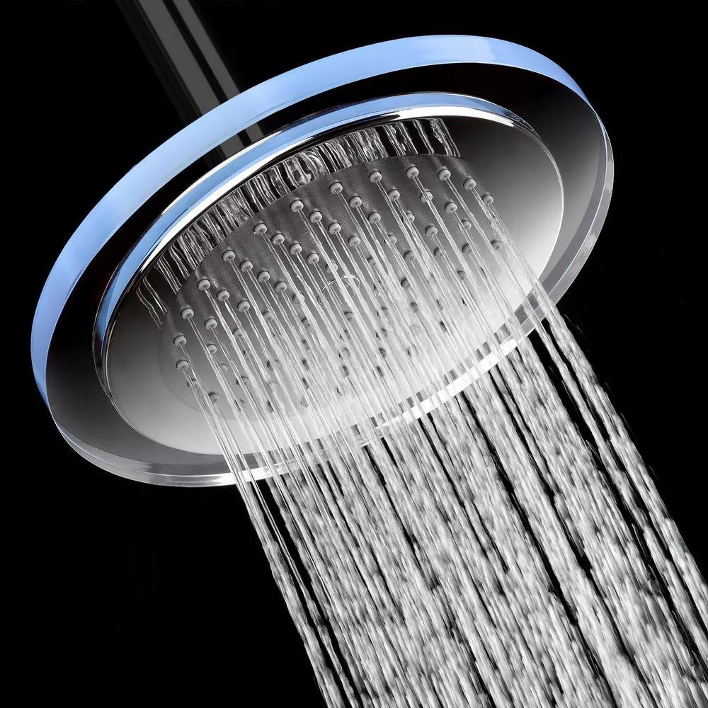 1-Spray 11.81 in. Single Wall Mount Fixed Rain Shower Head in Blue