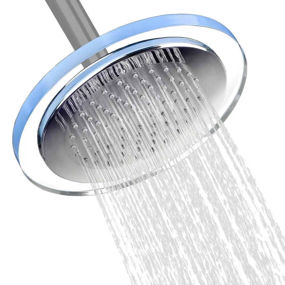 1-Spray 7.68 in. Single Wall Mount Fixed Rain Shower Head in Blue
