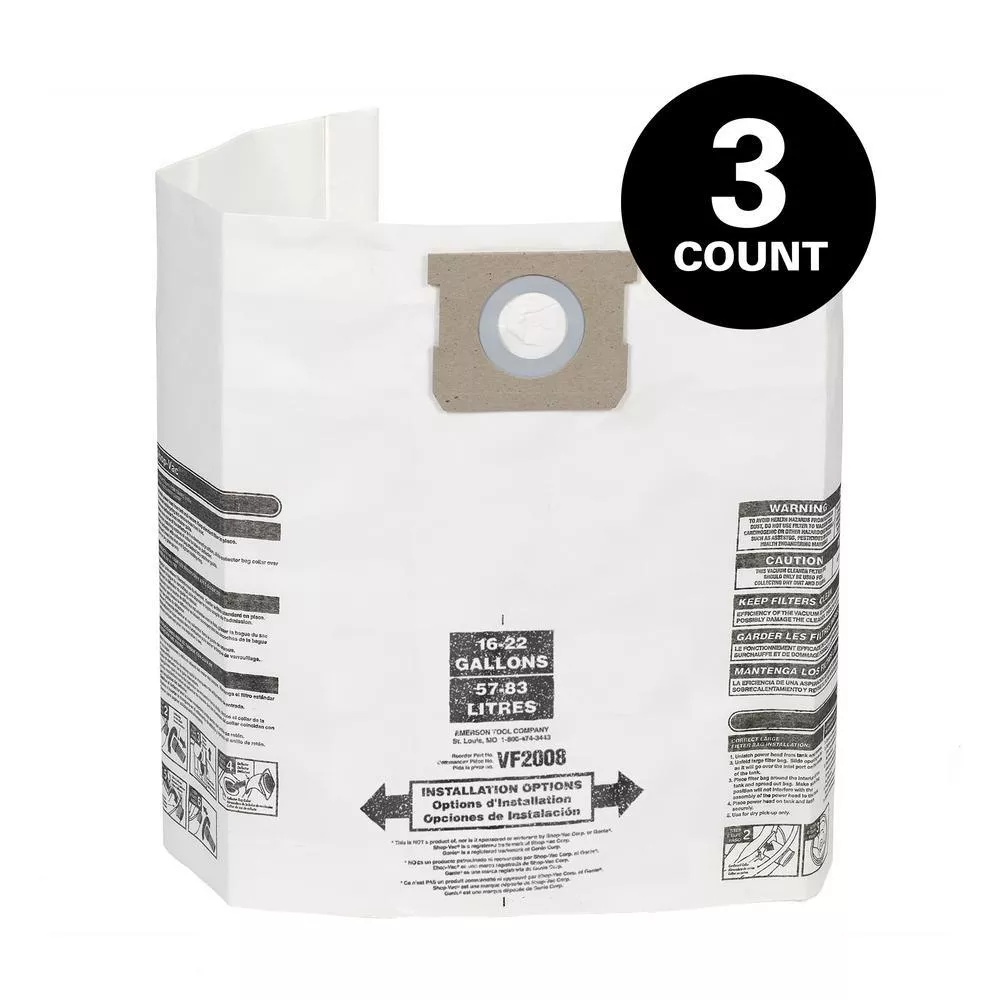 15 Gal. to 22 Gal. Dust Collection Bags for Genie and Shop-Vac Wet/Dry Vacuums (3-Pack)