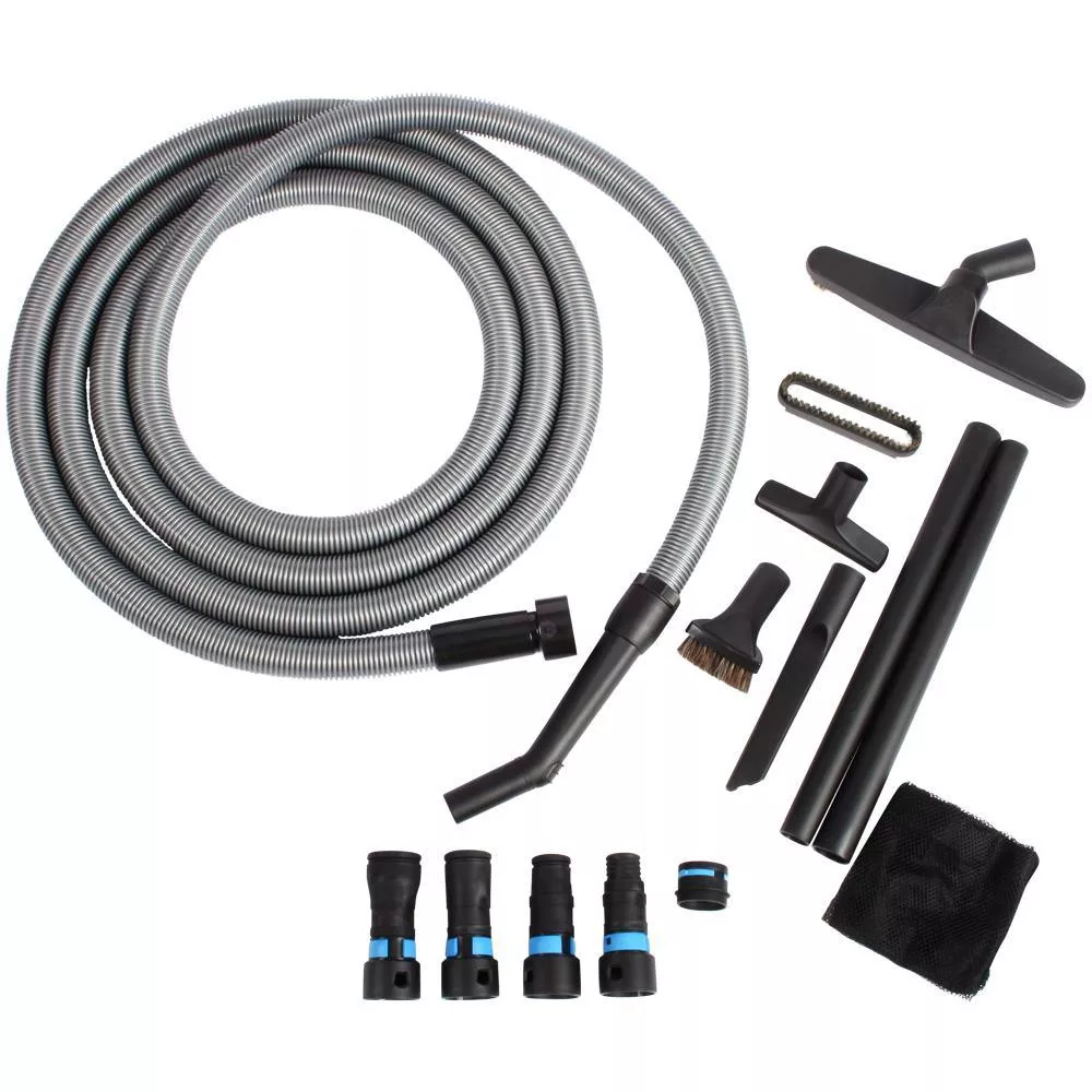 16 ft. Vacuum Hose with Expanded Multi-Brand Power Tool Dust Collection Adapter Set and Attachment Kit for Wet/Dry Vacs