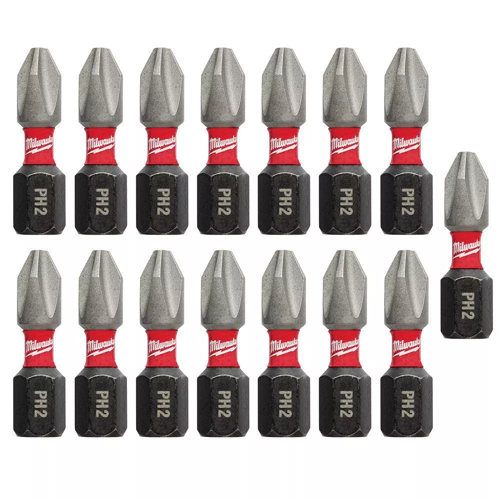 #2 Philips Shockwave 1 in. Impact Duty Steel Insert Bits (15-Pack)