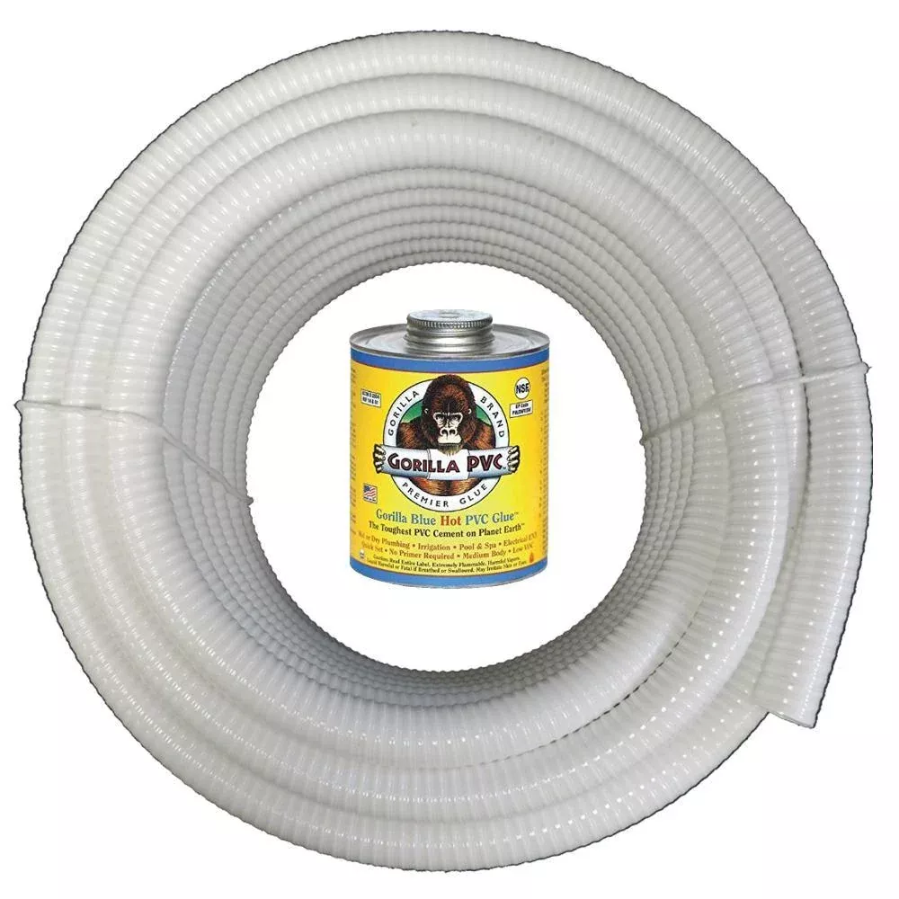 3/4 in. x 50 ft. White PVC Schedule 40 Flexible Pipe with Gorilla Glue