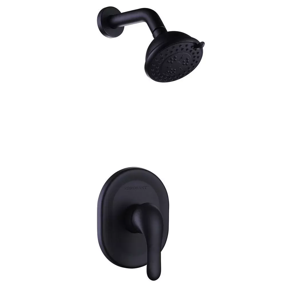 3-Spray Patterns 3.89 in. Wall Mount Fixed Shower Head Set in Matte Black