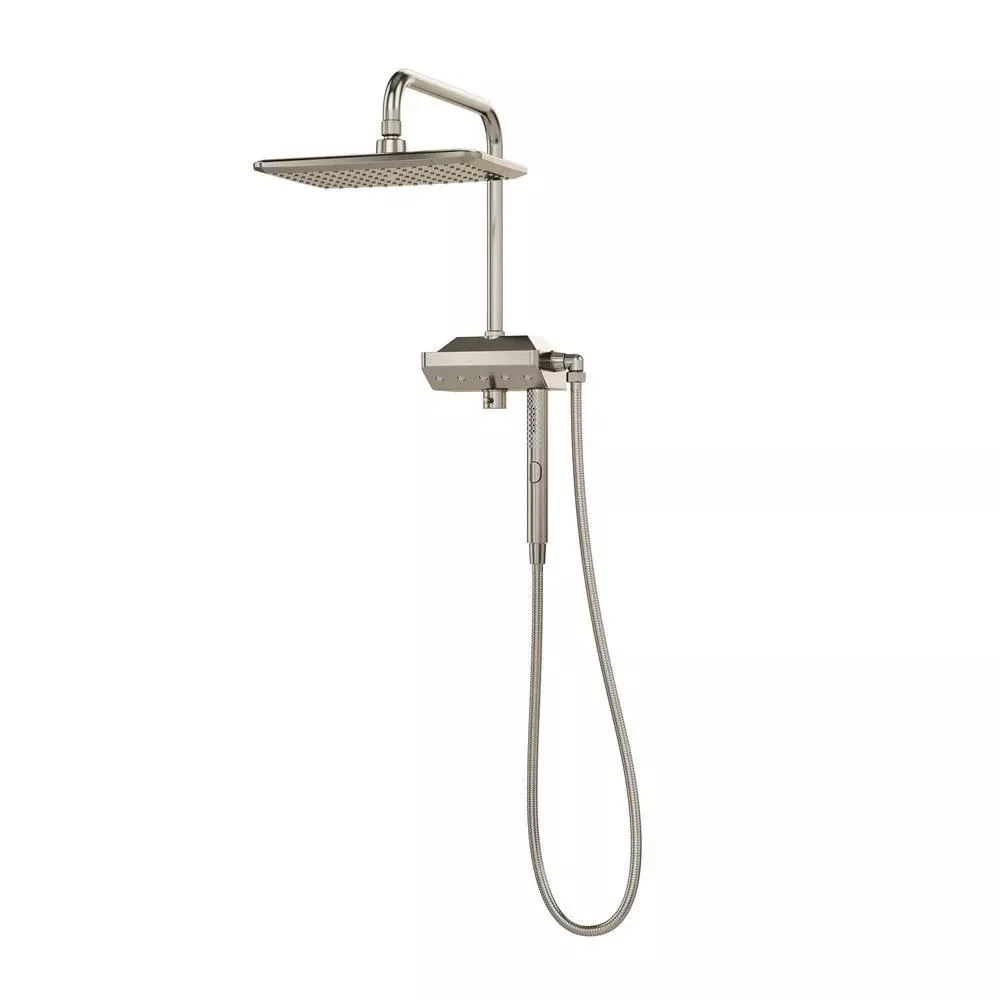 4-Spray Wall Mounted 12 in. Dual Shower Head and Handheld Shower Head in Brushed Nickel