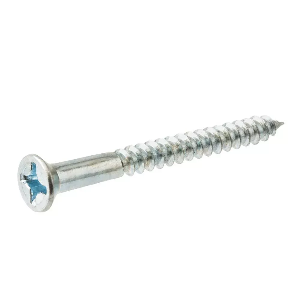 #8 x 1-1/4 in. Phillips Flat Head Zinc Plated Wood Screw (100-Pack)