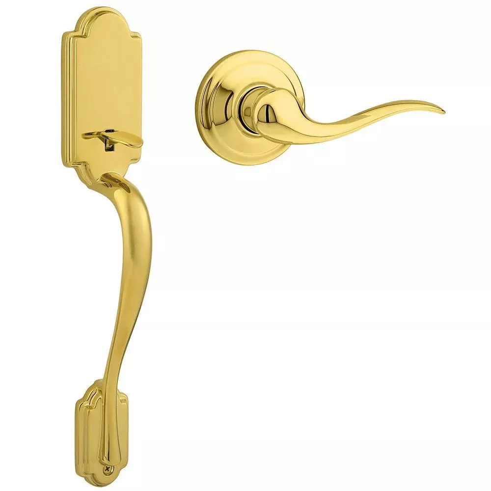 Arlington Lifetime Polished Brass Handle Only without Deadbolt with Tustin Door Lever