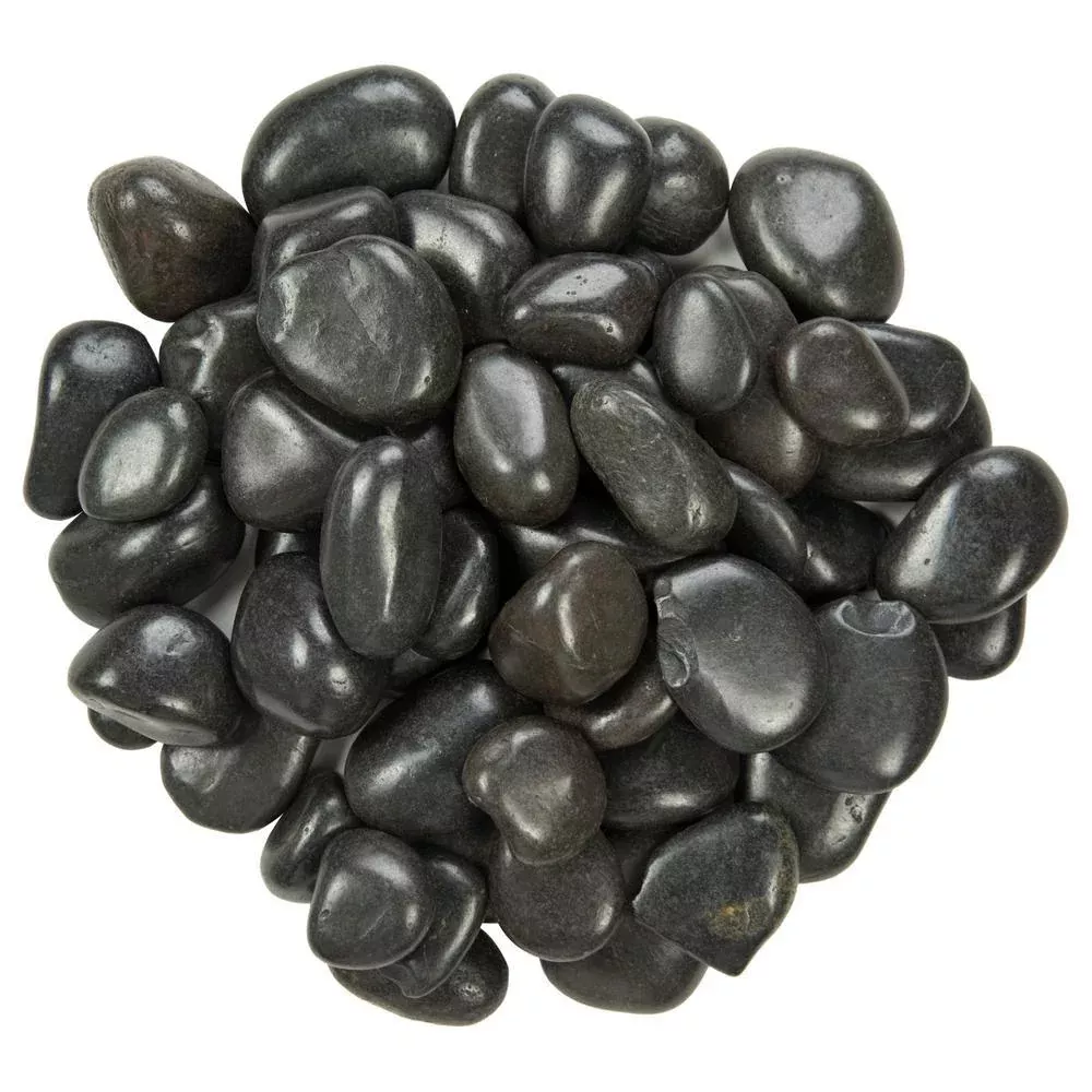 Black Polished 0.5 cu. ft . 0.75 to 1.25 in. Pebbles. 40 lb. Bag (28 Bags / Pallet)
