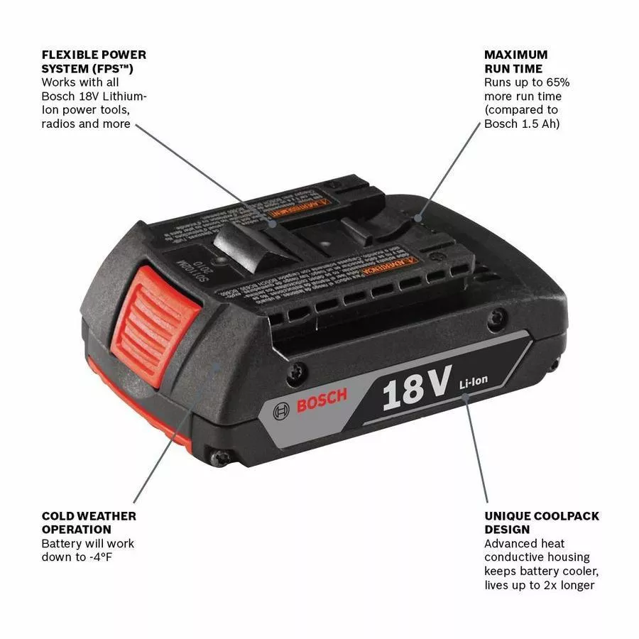 Bosch 18-Volt 2 Amp-Hour Lithium Power Tool Battery