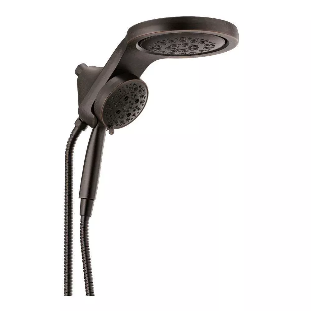 HydroRain Two-in-One 5-Spray 6 in. Dual Wall Mount Fixed and Handheld H2Okinetic Shower Head in Chrome
