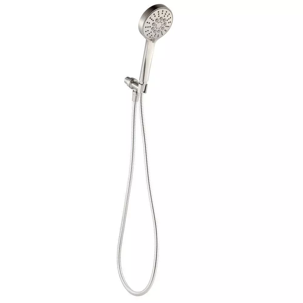 Modern 6-Spray 4.5 in. Single Wall Mount Handheld Adjustable Shower Head in Brushed Nickel