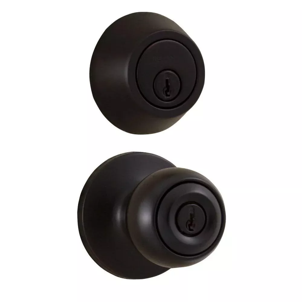 Premiere Essentials Combo Single-Cylinder Deadbolt with Hudson Knob in Oil-Rubbed Bronze