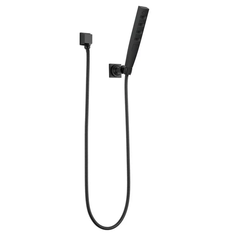 Zura 5-Spray 1.3 in. Single Wall Mount Handheld H2Okinetic Shower Head in Matte Black